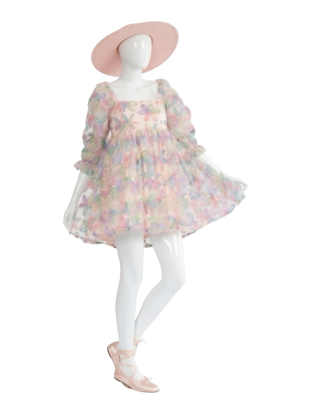 INA floral sequin accent flirty babydoll mini dress S M L